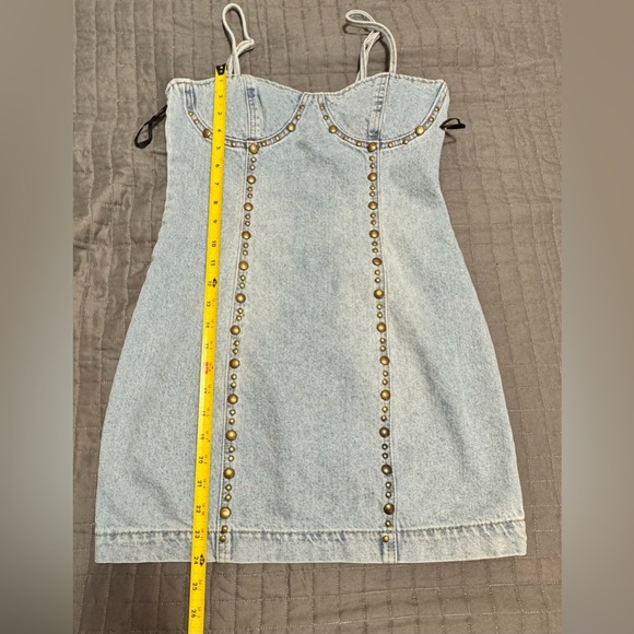 Studded Denim Bustier Mini Dress - Picture 7 of 11